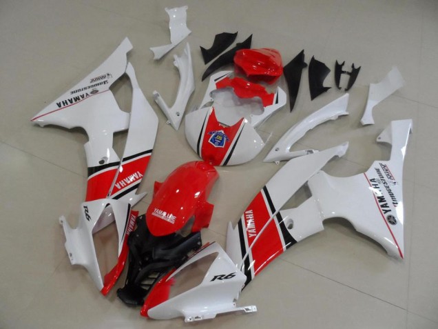 Carenados Moto Yamaha YZF R6 2008-2016 - Blanco Rojo Negro Raya OEM Estilo