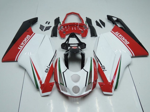 Carenados Moto Ducati 749 2003-2004 - Blanco Rojo Verde Negro Brillante