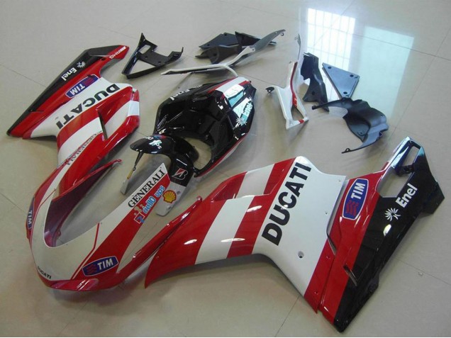 Carenados Moto Ducati 848 1098 1198 2007-2014 - Blanco Rojo Negro Generali Tim