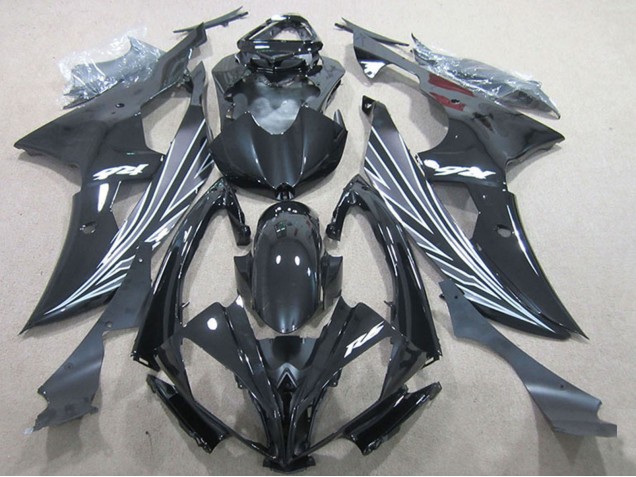 Carenados Moto Yamaha YZF R6 2008-2016 - Negro Brillante Blanco Raya