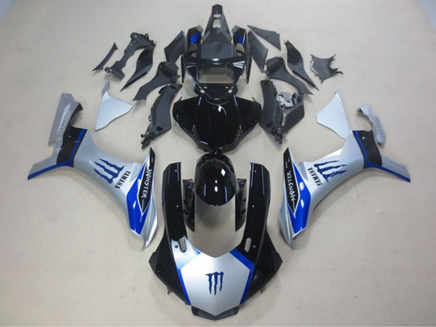 Carenados Moto Yamaha YZF R1 2015-2019 - Plata Azul Negro Brillante Monstruo