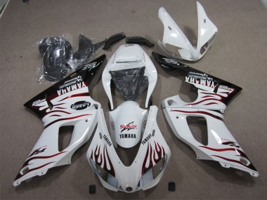 Carenados Moto Yamaha YZF R1 1998-1999 - Blanco Negro Brillante Rojo Llama Tiburón