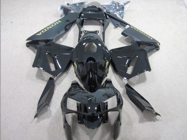 Carenados Moto Honda CBR600RR 2003-2004 - Negro Brillante Negro Mate Oro Calcomanía