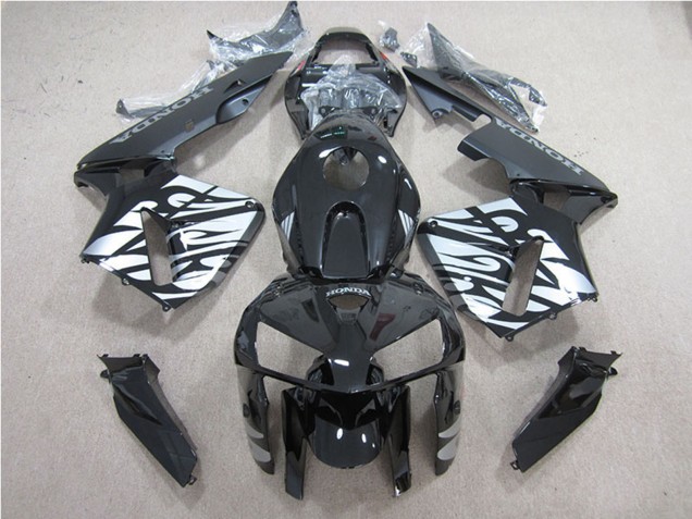 Carenado Moto Honda CBR600RR 2005-2006 - Negro Brillante Plata Llama