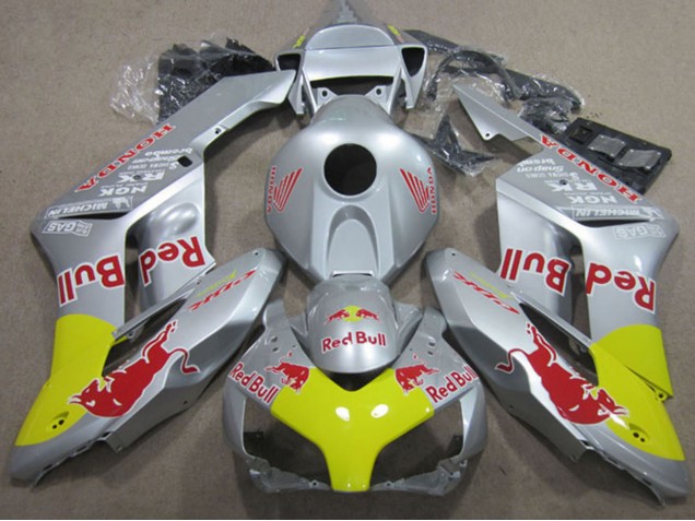 Carenados Moto Honda CBR1000RR 2004-2005 - Plata Amarillo Rojo Bull