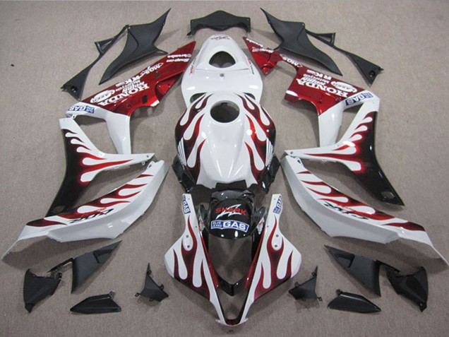 Carenados Moto Honda CBR1000RR 2004-2005 - Blanco Rojo Negro Brillante Llama Tiburón