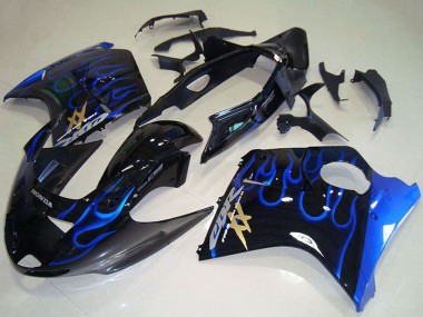 Carenados Moto ABS Honda CBR1100XX Blackbird 1996-2007 - Negro Brillante Azul Llama