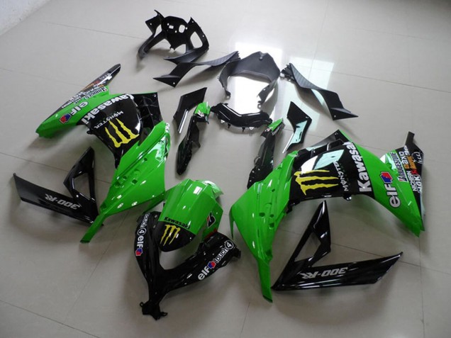 Carenados Moto Kawasaki ZX300R 2013-2018 - Verde Negro Brillante Amarillo Elf Touch4 Monstruo