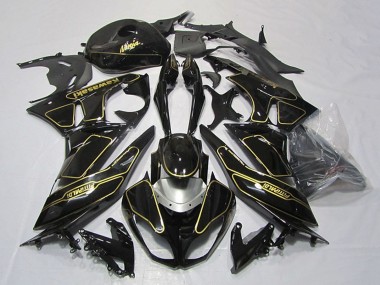 Carenados Moto Kawasaki ZX6R 2009-2012 - Negro Brillante Plata Oro