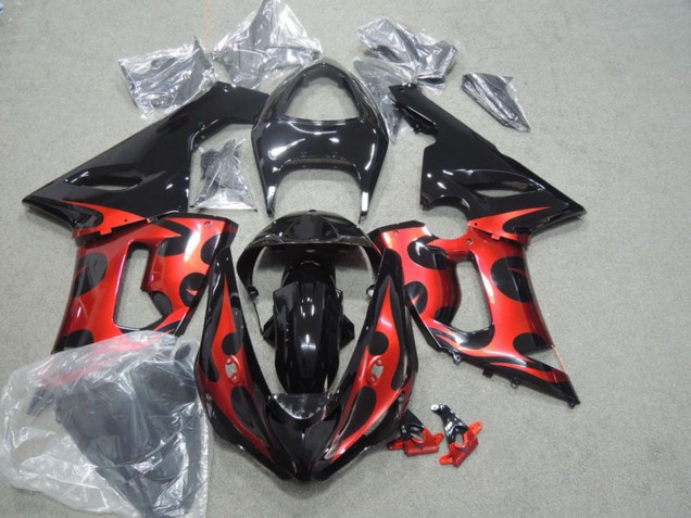 Carenados Moto Kawasaki ZX6R 2005-2006 - Negro Brillante Rojo