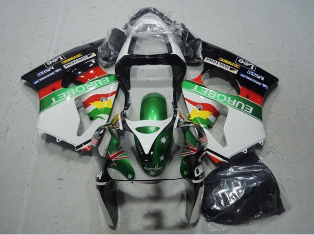 Carenados Moto Kawasaki ZX6R 2000-2002 - Blanco Verde Rojo Amarillo Negro Estrella EuroBet
