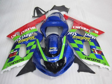 Carenados Moto Suzuki GSXR 600 2001-2003 - Azul Verde Rojo Telefumica MoviStar
