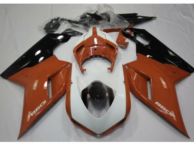Naranja Brillante & Blanco 2007-2014 Ducati 848 1098 1198 Carenado Moto