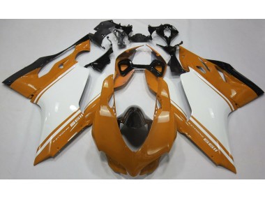 Naranja Brillante Blanco & Negro 2011-2014 Ducati 1199 Carenado Moto
