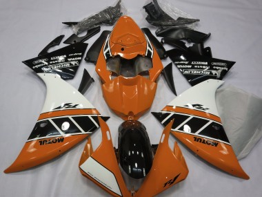 Naranja Brillante Blanco & Negro 2012-2014 Yamaha R1 Carenado Moto
