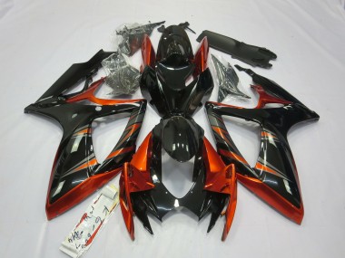 Naranja & Negro 2006-2007 Suzuki GSXR 600-750 Carenado Moto