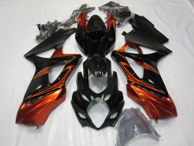 Naranja Quemado & Negro 2007-2008 Suzuki GSXR 1000 Carenado Moto