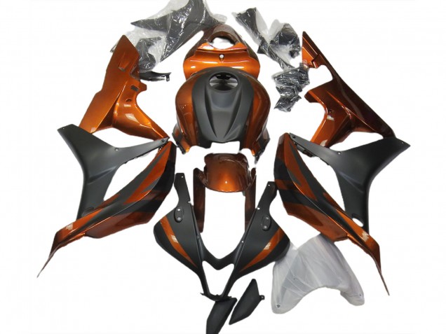 Naranja Quemado & Negro Mate 2007-2008 Honda CBR600RR Carenado Moto Naranja Quemado & Negro Mate 2007-2008 Honda CBR600RR Carenado Moto