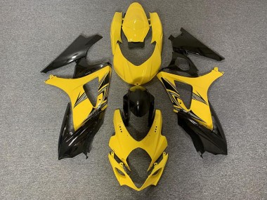 Negro & Amarillo 2007-2008 Suzuki GSXR 1000 Carenado Moto