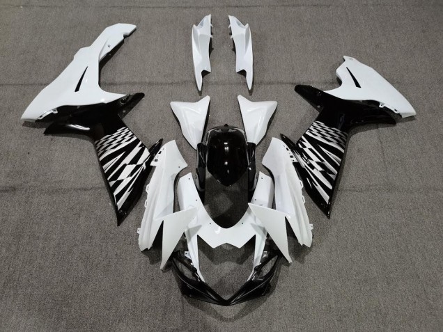 Negro Blanco & Plata 2011-2024 Suzuki GSXR 600-750 Carenado Moto
