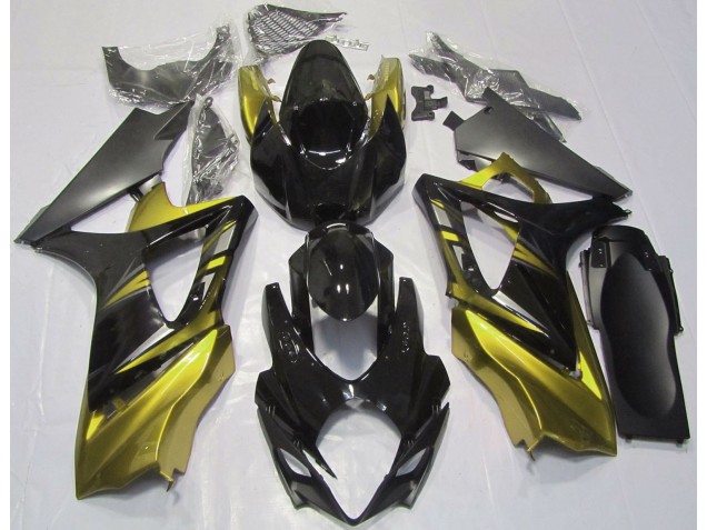 Negro Brillante & Amarillo 2007-2008 Suzuki GSXR 1000 Carenado Moto Negro Brillante & Amarillo 2007-2008 Suzuki GSXR 1000 Carenado Moto