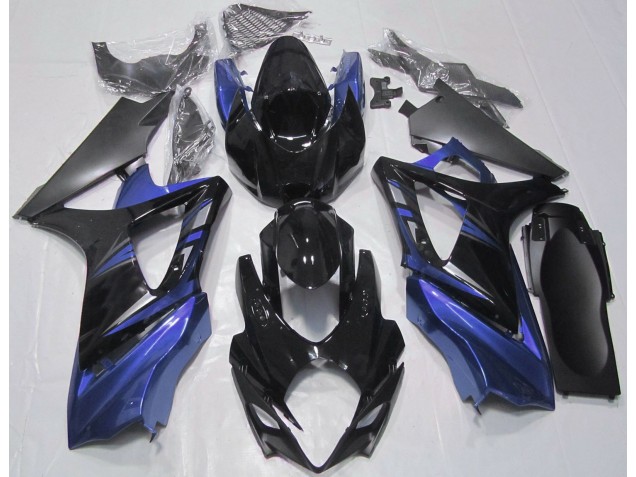 Negro Brillante & Azul 2007-2008 Suzuki GSXR 1000 Carenado Moto Negro Brillante & Azul 2007-2008 Suzuki GSXR 1000 Carenado Moto