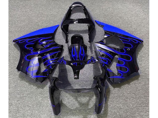 Negro Brillante & Azul Llama 2000-2002 Kawasaki ZX6R Carenado Moto