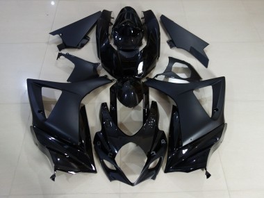 Negro Brillante & Mate Liso 2007-2008 Suzuki GSXR 1000 Carenado Moto