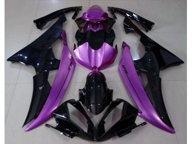 Negro Brillante & Morado Rosa 2008-2016 Yamaha R6 Carenado Moto