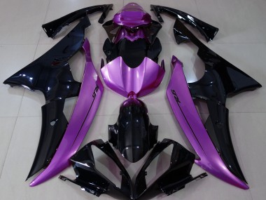Negro Brillante & Morado Rosa 2008-2016 Yamaha R6 Carenado Moto