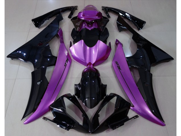 Negro Brillante & Morado Rosa 2008-2016 Yamaha R6 Carenado Moto