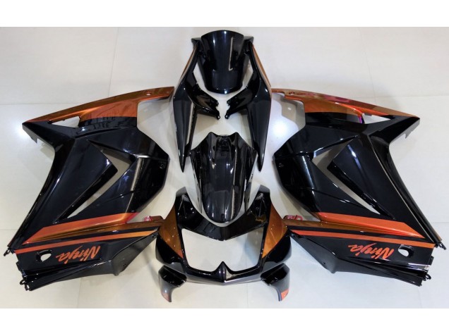 Negro Brillante & Naranja 2008-2012 Kawasaki Ninja 250 Carenado Moto Negro Brillante & Naranja 2008-2012 Kawasaki Ninja 250 Carenado Moto