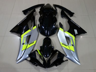 Negro Brillante & Plateado 2008-2016 Yamaha R6 Carenado Moto