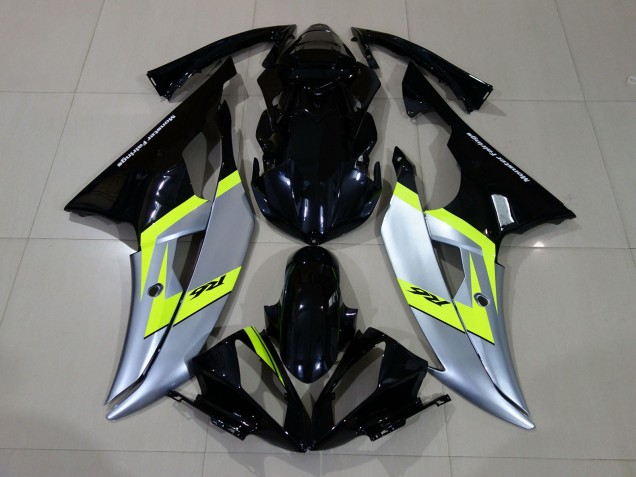 Negro Brillante & Plateado 2008-2016 Yamaha R6 Carenado Moto