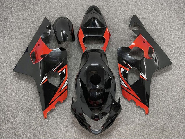 Negro Brillante & Rojo 2004-2005 Suzuki GSXR 600-750 Carenado Moto Negro Brillante & Rojo 2004-2005 Suzuki GSXR 600-750 Carenado Moto