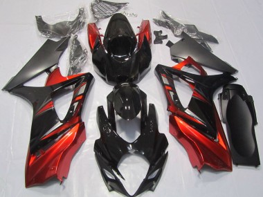 Negro Brillante & Rojo 2007-2008 Suzuki GSXR 1000 Carenado Moto