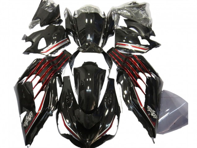 Negro Brillante & Rojo 2012-2021 Kawasaki ZX14R Carenado Moto Negro Brillante & Rojo 2012-2021 Kawasaki ZX14R Carenado Moto