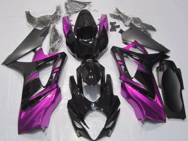 Negro Brillante & Rosa 2007-2008 Suzuki GSXR 1000 Carenado Moto