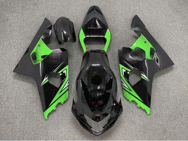 Negro Brillante & Verde 2004-2005 Suzuki GSXR 600-750 Carenado Moto Negro Brillante & Verde 2004-2005 Suzuki GSXR 600-750 Carenado Moto