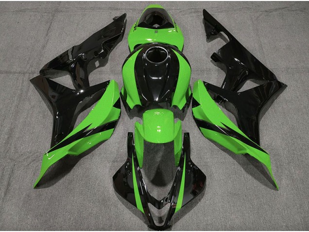 Negro Brillante & Verde 2007-2008 Honda CBR600RR Carenado Moto