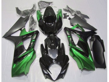 Negro Brillante & Verde 2007-2008 Suzuki GSXR 1000 Carenado Moto