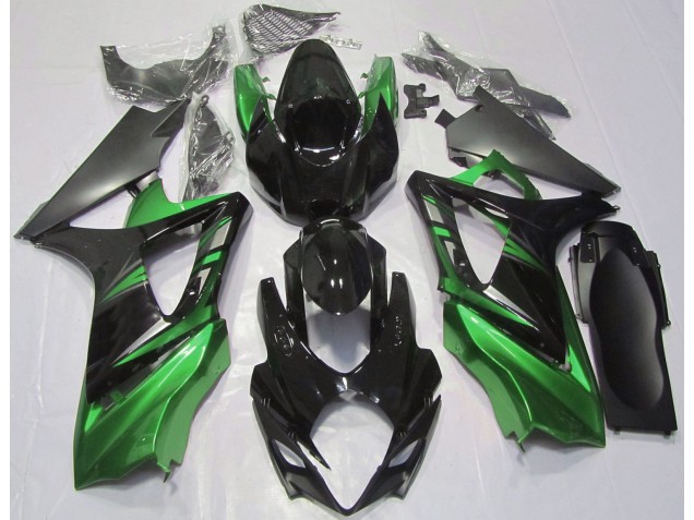 Negro Brillante & Verde 2007-2008 Suzuki GSXR 1000 Carenado Moto Negro Brillante & Verde 2007-2008 Suzuki GSXR 1000 Carenado Moto