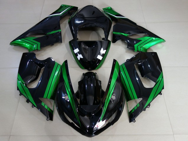 Negro Brillante & Verde Eléctrico 2005-2006 Kawasaki ZX6R Carenado Moto
