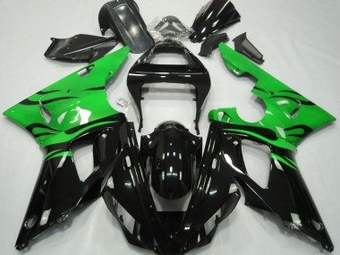Negro Llama & Verde 2000-2001 Yamaha R1 Carenado Moto