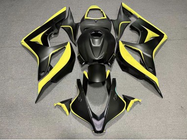 Negro Mate & Amarillo 2007-2008 Honda CBR600RR Carenado Moto
