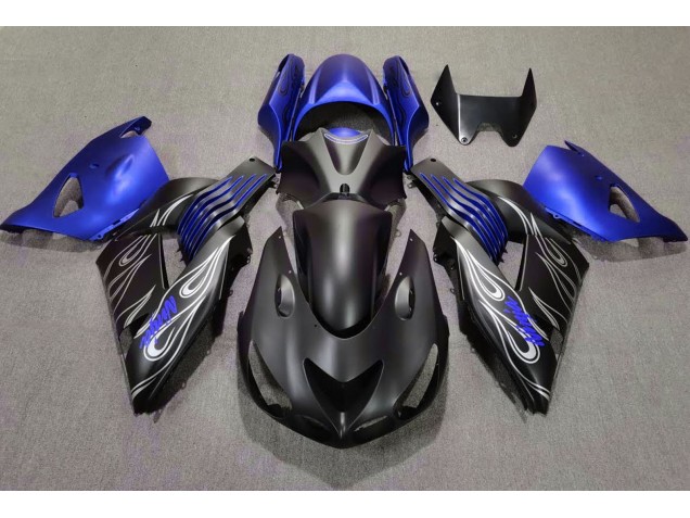 Negro Mate & Azul 2006-2011 Kawasaki ZX14R Carenado Moto