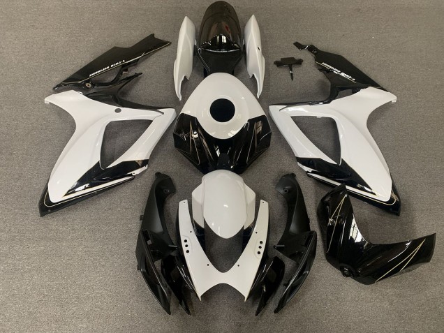 Negro Mate & Blanco Brillante 2006-2007 Suzuki GSXR 600-750 Carenado Moto