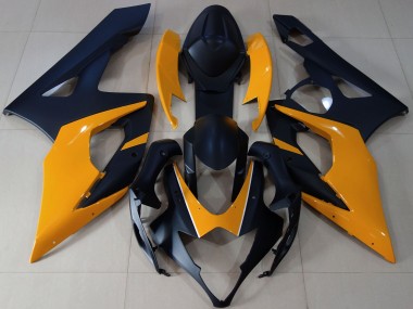 Negro Mate & Naranja Claro 2005-2006 Suzuki GSXR 1000 Carenado Moto