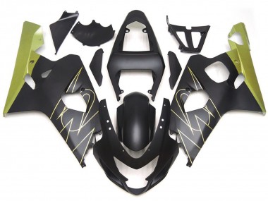 Negro Mate & Oro Corona Personalizado 2004-2005 Suzuki GSXR 600-750 Carenado Moto
