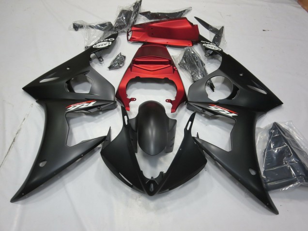 Negro Mate & Rojo 2003-2004 Yamaha R6 Carenado Moto